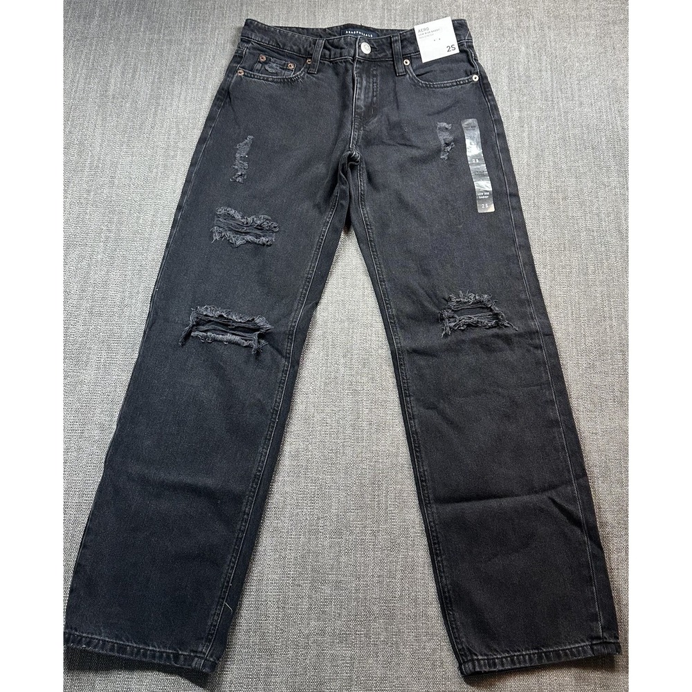 Aeropostale Women's Baggy Jeans‎ Low Rise Black Size 2S NWT Y2K Wide Leg